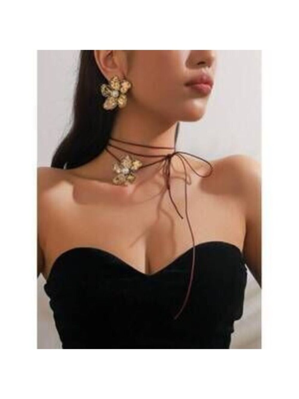 Of Vintage French Gold Flower Cord Choker Necklace H Dainty Gift